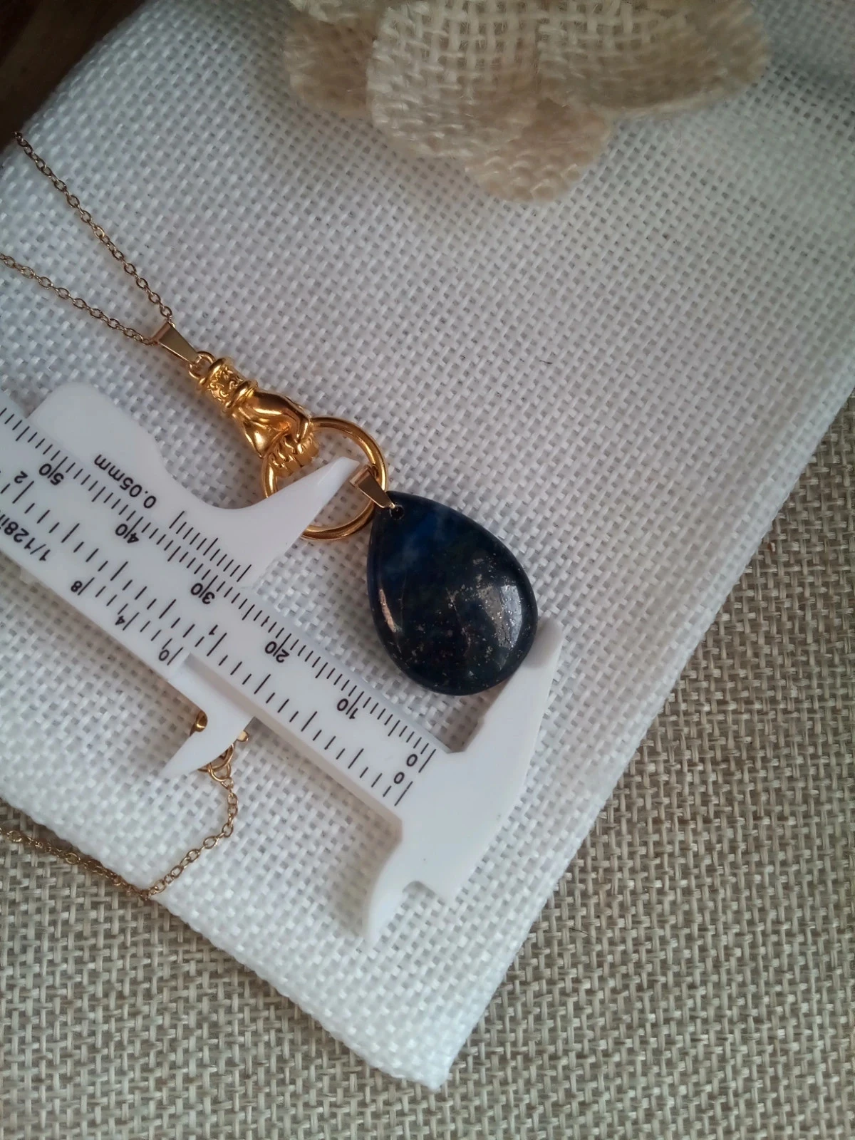 Collier main réversible pierre de lapiz lazuli – photo 5